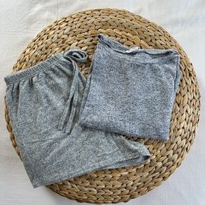 Heathered Grey Pajama Top and Bottom Set